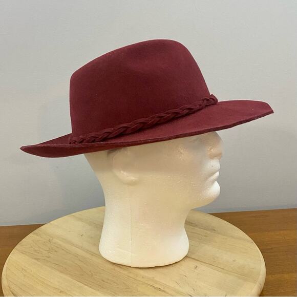 Borsalino Vintage Woven Brushed Red Felt Hat Calidad Superior Fedora Mens Sz 56 - Picture 4 of 9